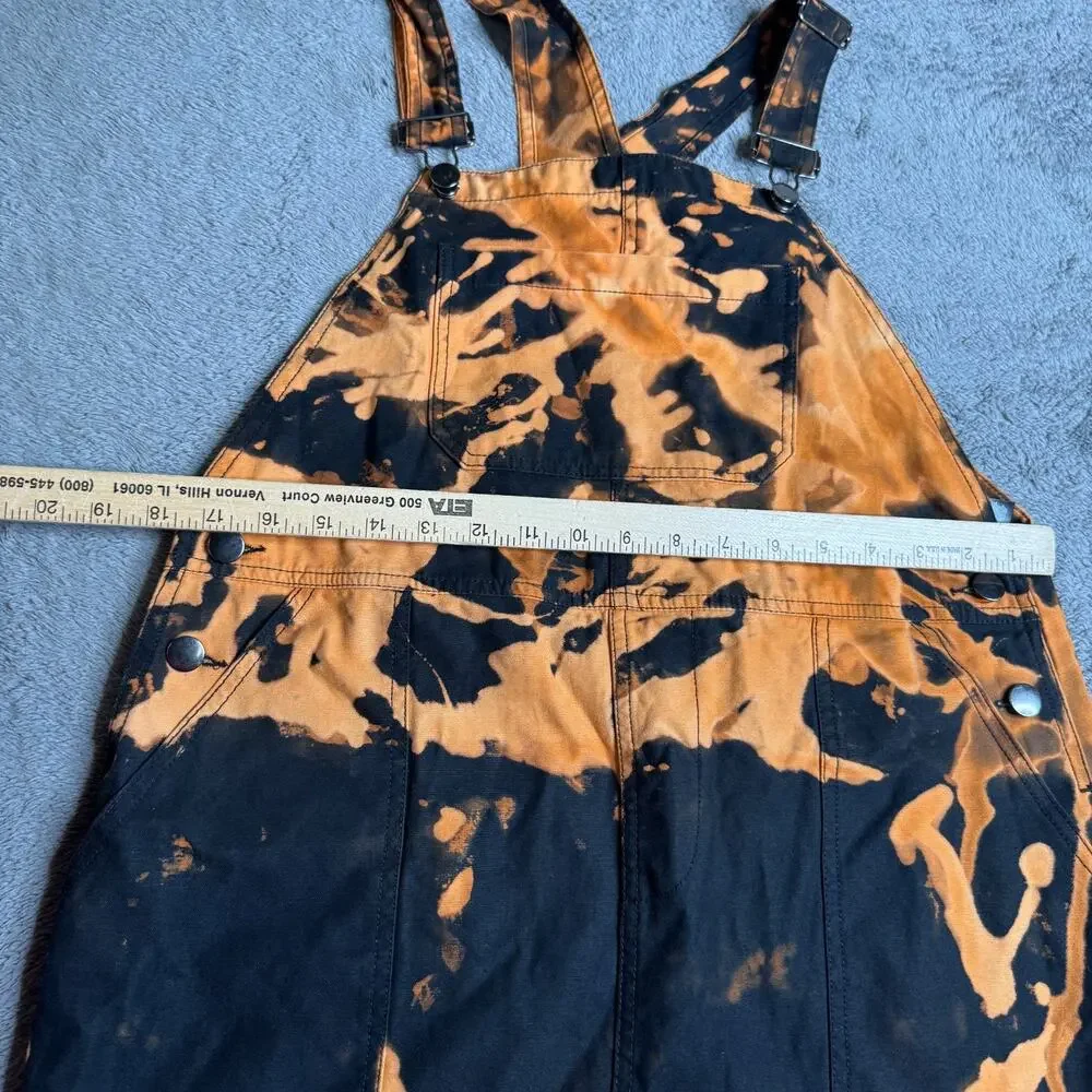 Shelbe Shop Denim Romper Skirt Size M Hand Died Acid Bleach Utility Canvas - Picture 6 of 8